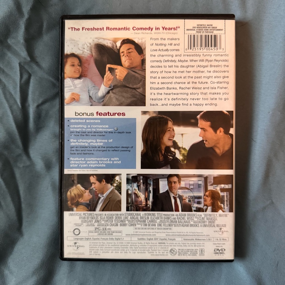 Definitely, Maybe (DVD, 2008, Widescreen) Disc Tested, Working - Picture 2 of 3